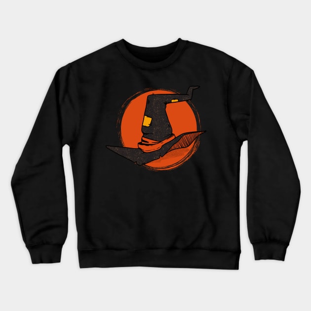 Halloween Witch Hat Crewneck Sweatshirt by BlackDogArtwork